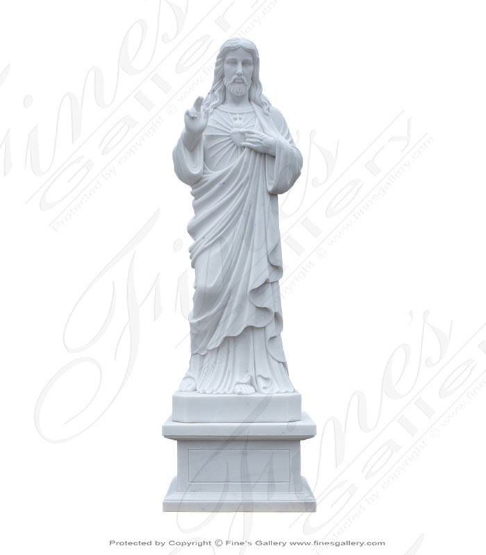 Search Result For Marble Statues  - Sacred Heart Of Jesus Statue - MS-1041