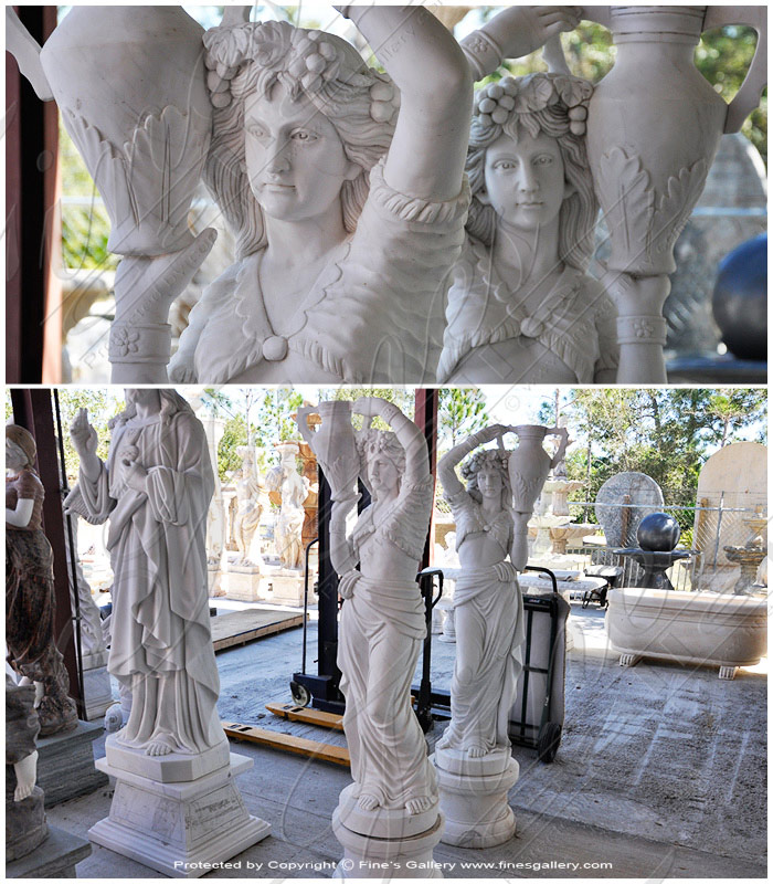Search Result For Marble Statues  - Roman Maiden Vase - MS-134