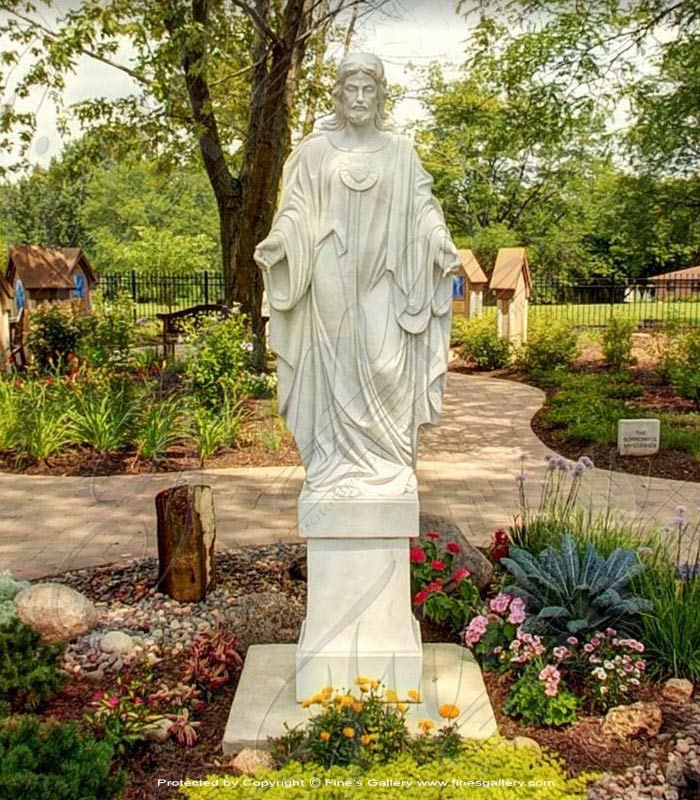 Search Result For Marble Statues  - Sacred Heart Of Jesus Statue - MS-1041