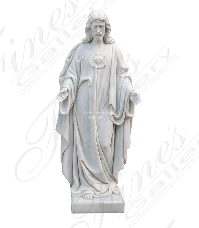 Marble Statues  - Marble Sacred Heart Of Jesus Statue - MS-1056