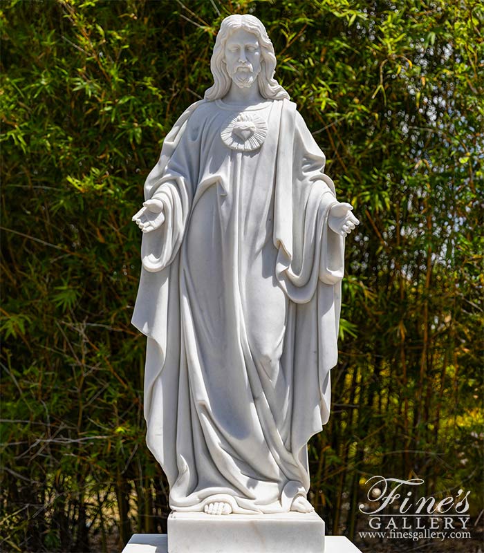 Search Result For Marble Statues  - Marble Sacred Heart Of Jesus Statue - MS-1056