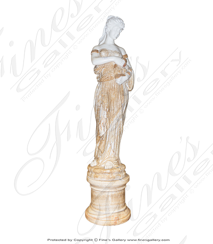 Marble Statues  - Cream Greek Marble Statue Pair - MS-1099