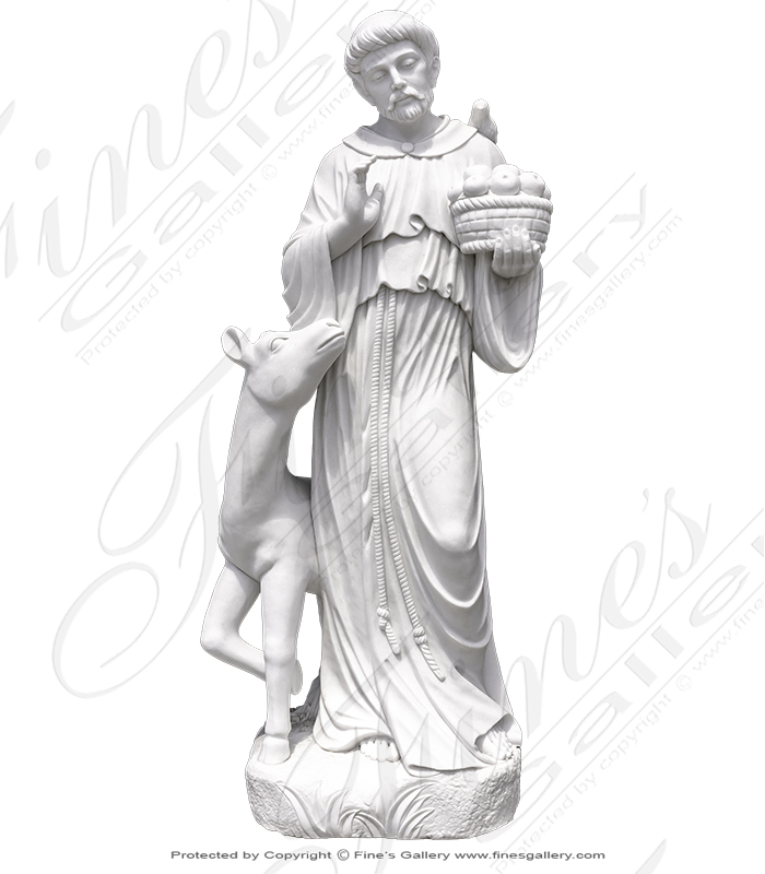 Marble Statues  - Saint Francis Marble Statue - MS-1070