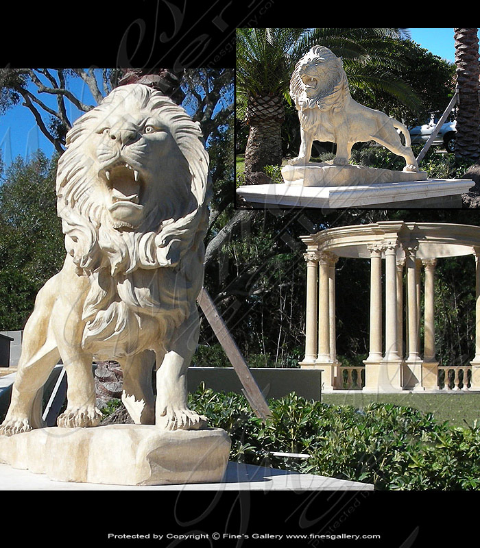 Marble Statues  - Majestic Lion Pair - MS-1077