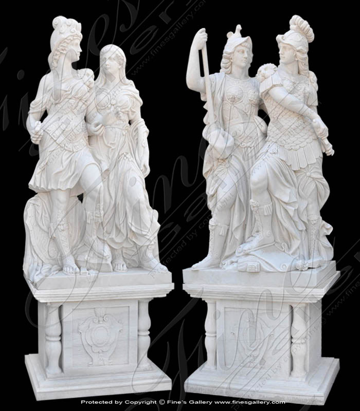 Marble Statues  - Greek Myths Marble Statue Pair - MS-1085