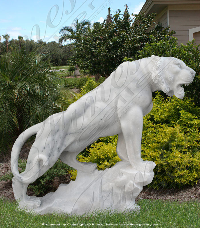 Marble Statues  - Marble Tiger Statue - MS-108