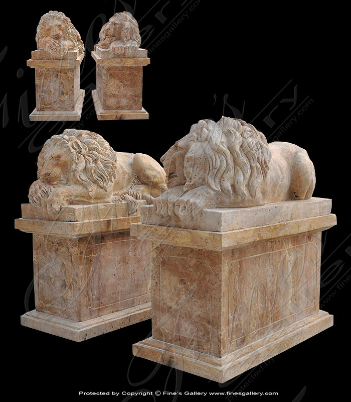Search Result For Marble Statues  - Sleeping Marble Lions - MS-1144