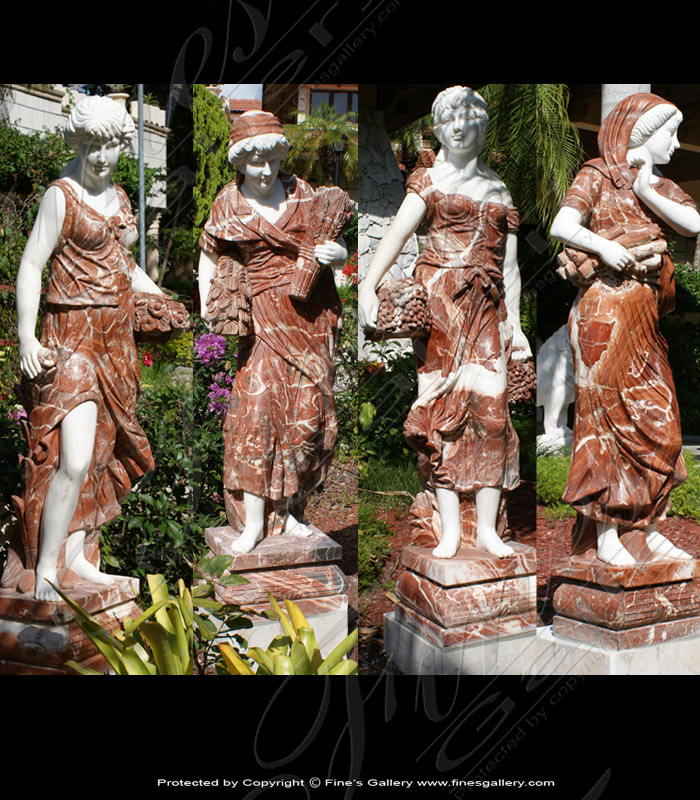 Marble Statues  - Greek Women Set Of 4 - MS-947