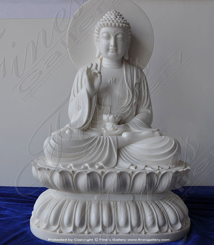 Marble Statues  - Solid White Marble Buddha Stat - MS-1132