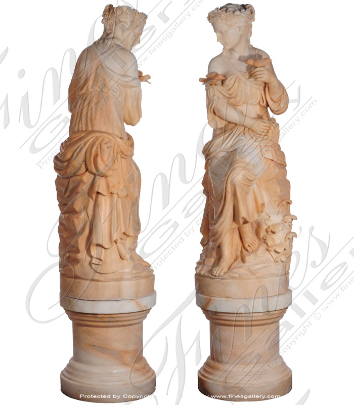 Marble Statues  - Rose Marble Female Statue - MS-1147