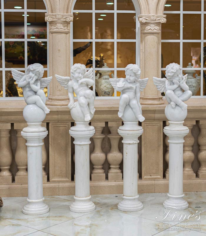 Marble Statues  - White Marble Cherub - MS-1173