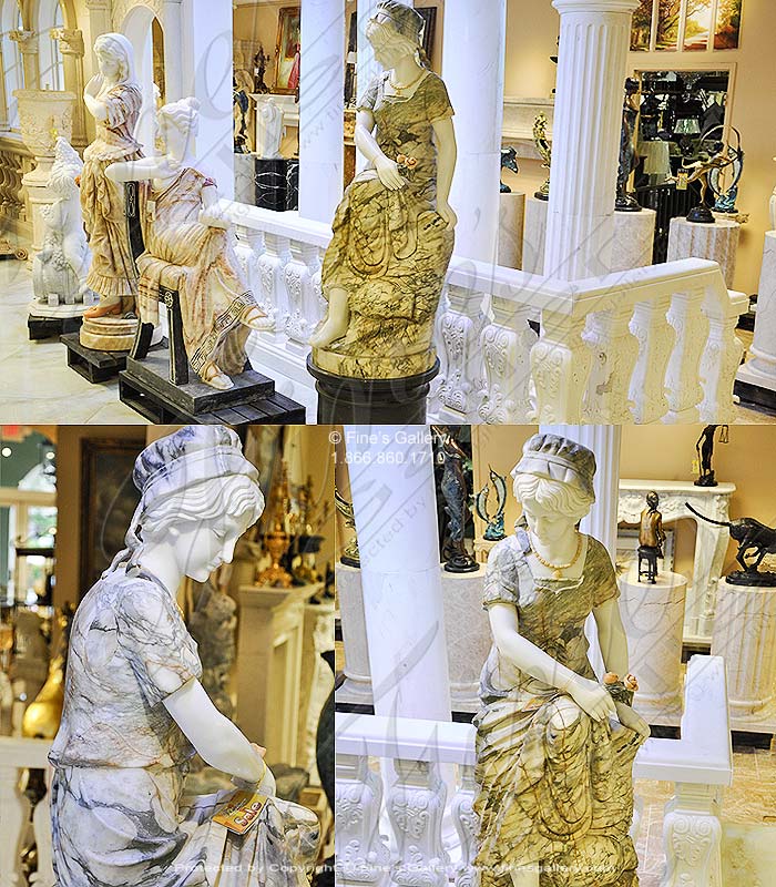 Search Result For Marble Statues  - Cream Greek Marble Statue Pair - MS-1099