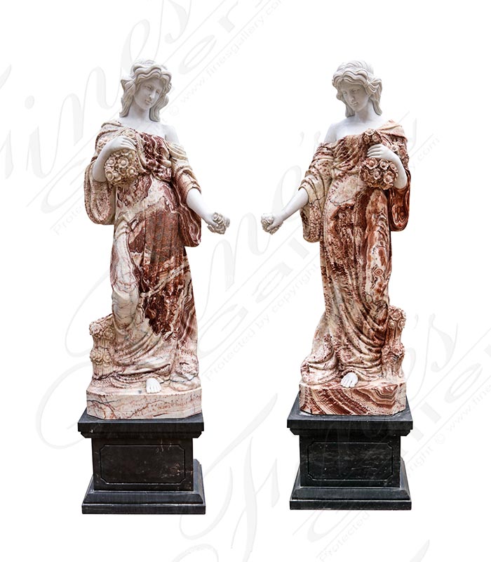 Search Result For Marble Statues  - Kneeling Roman Marble Ladies - MS-1151