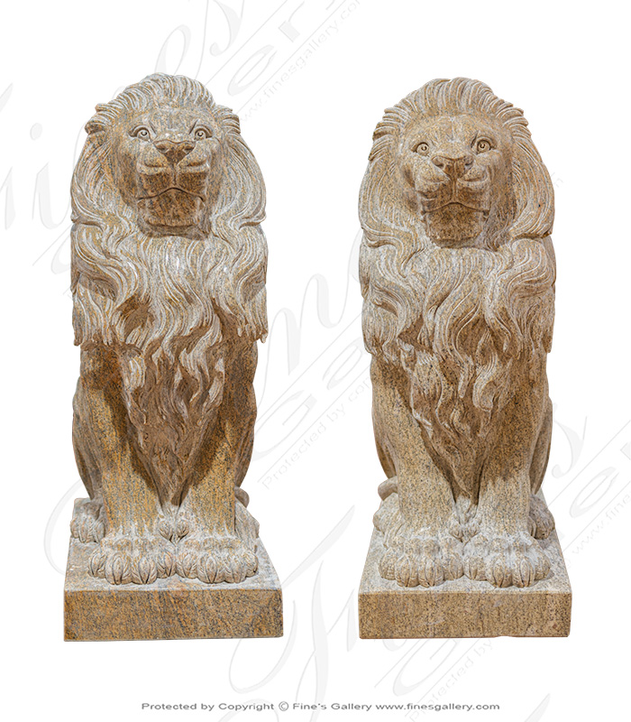 Search Result For Marble Statues  - Solid Granite Lion Pair - MS-1197