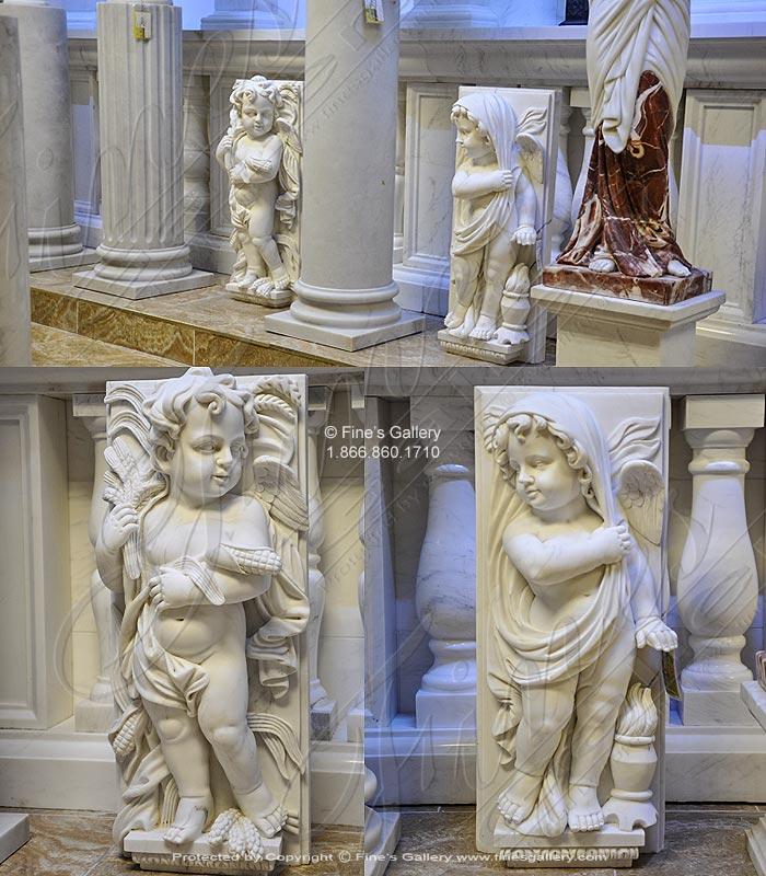 Marble Statues  - Pair Of Cherub Statues - MS-1198