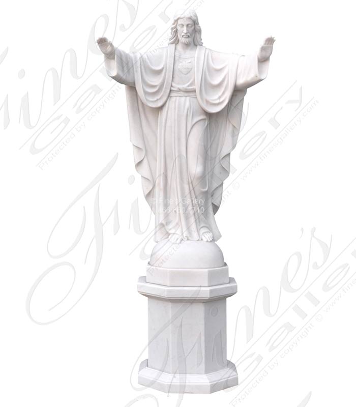 Marble Statues  - Marble Sacred Heart Of Jesus Statue - MS-1056