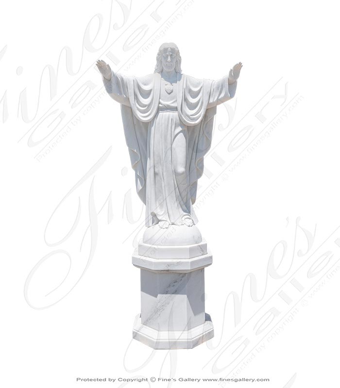 Search Result For Marble Statues  - Sacred Heart Of Jesus Statue - MS-1041