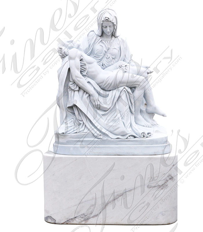 Marble Statues  - Pieta Statue And Pedestal - MS-1214