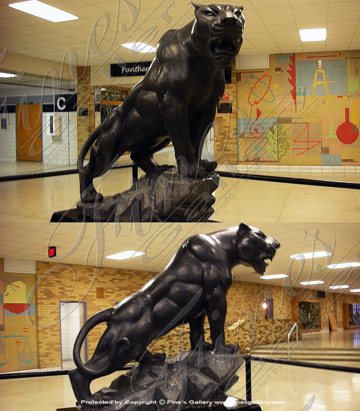 Marble Statues  - Black Marble Panther Mascot - MS-1221