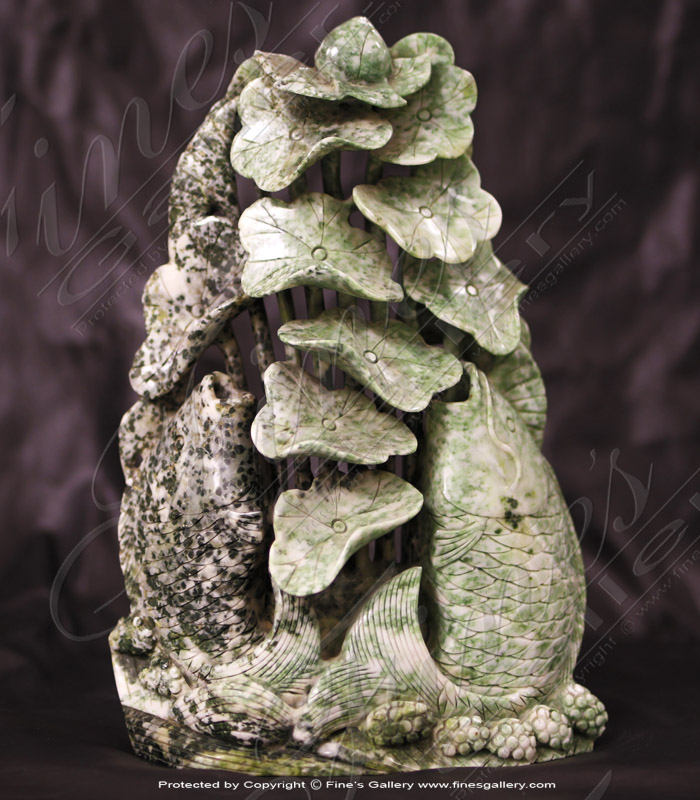 Search Result For Marble Statues  - Jade Fish Lilypad Statue - MS-1223