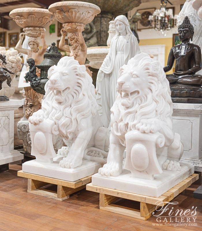 Antique Style Marble Lions