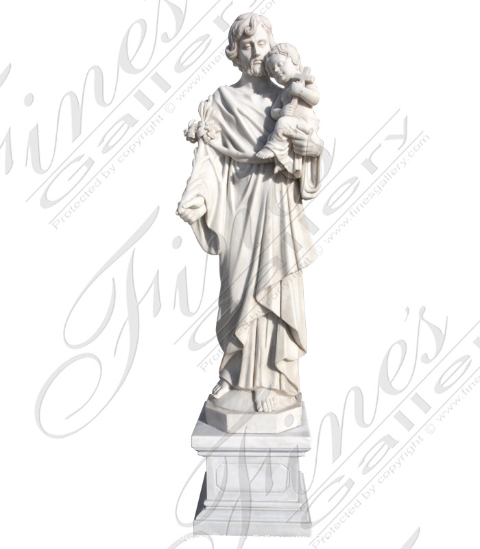 Marble Statues  - St Joseph And Baby Jesus Marble Statue - MS-1256