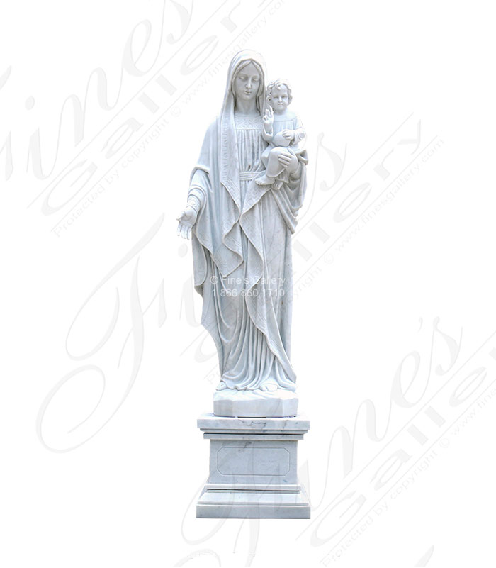 Marble Statues  - St Mary And Baby Jesus In Statuary Marble - MS-1257