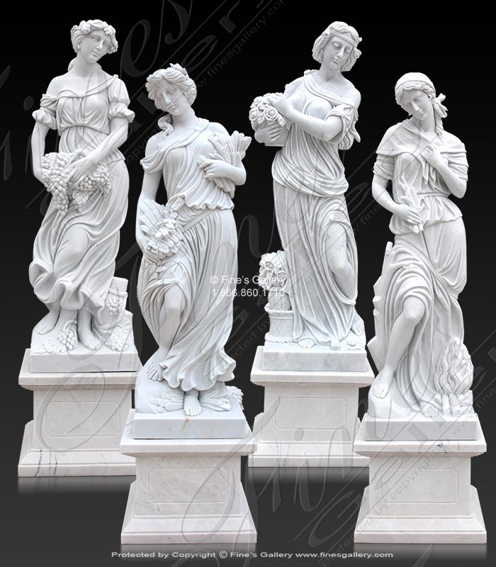 Marble Statues  - Four Seasons Marble Statue Set - MS-1282