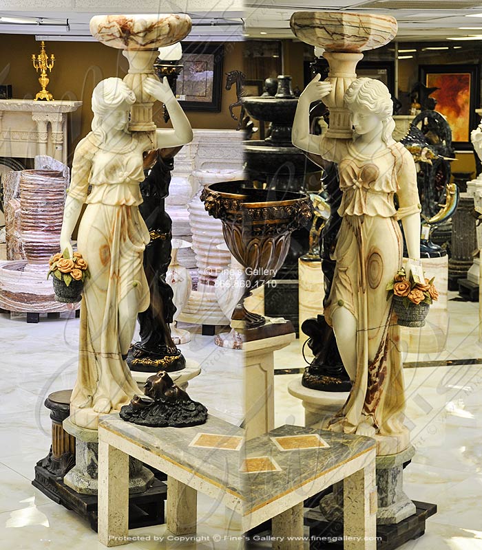 Marble Statues  - Exotic Marble Statue Pair - MS-1286