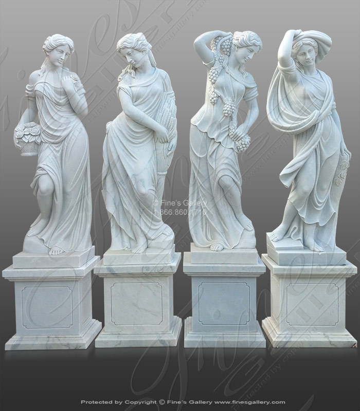 Marble Statues  - Pure White Marble Four Seasons - MS-1289