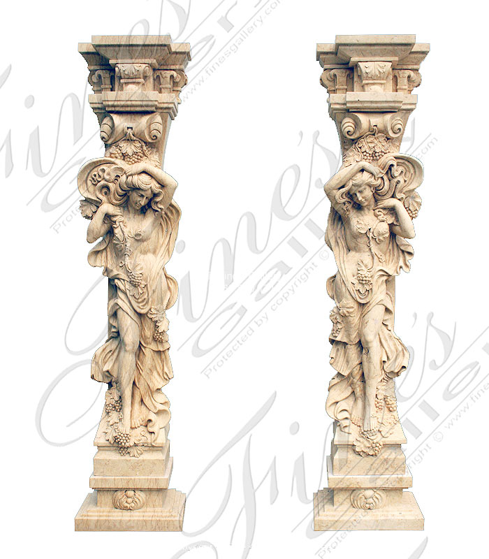 Marble Statues  - Figural Marble Caryatid Pillar - MS-1290