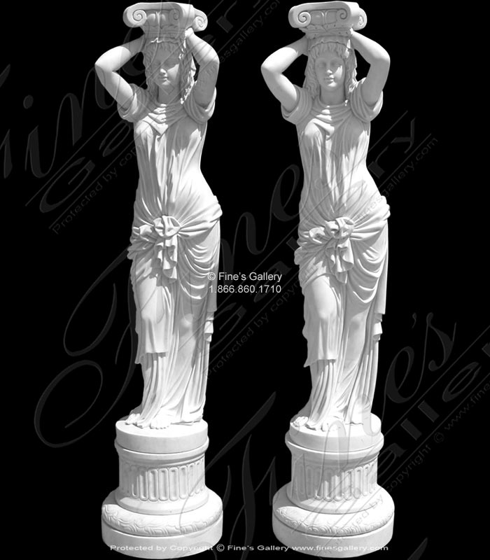 Marble Statues  - Greek Maiden Columns - MS-1291