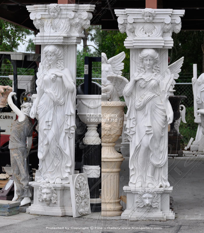 Marble Statues  - Greco Roman Caryatid Pilasters - MS-1294