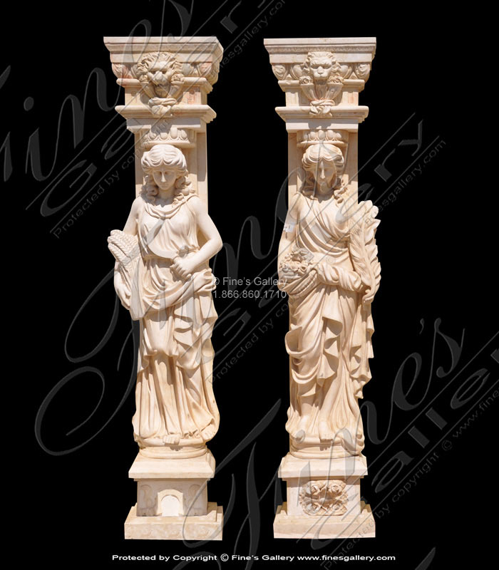 Marble Statues  - Roman Caryatid Marble Column - MS-1295