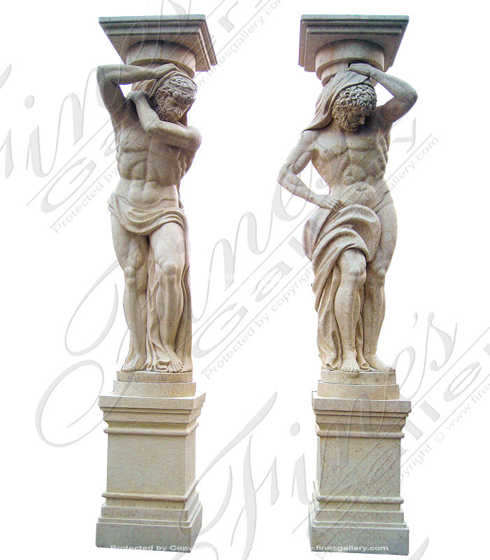 Marble Statues  - Old World Hercules Marble Colu - MS-1296