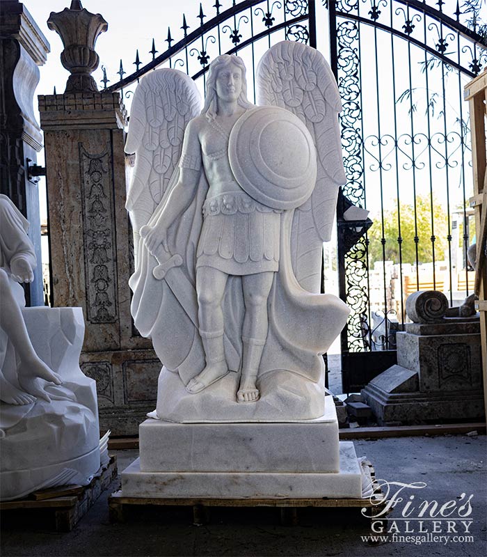 Marble Statues  - Archangel Michael In Solid Whi - MS-1299