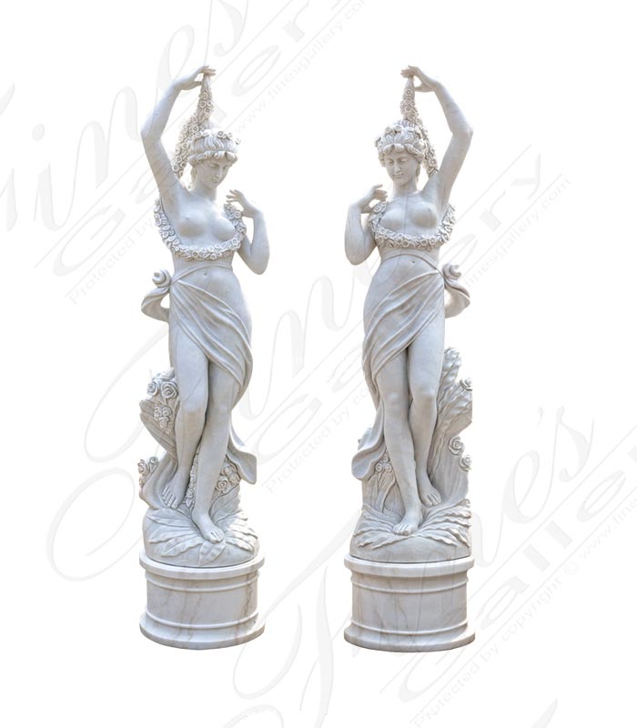 Pair of Stunning Carved Marble Statues