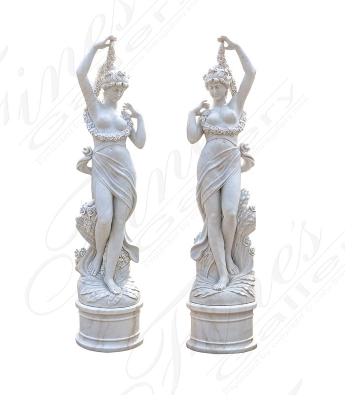 Marble Statues  - A Stunning Antique Reproduction Statue In Solid Pure White Marble - MS-1344