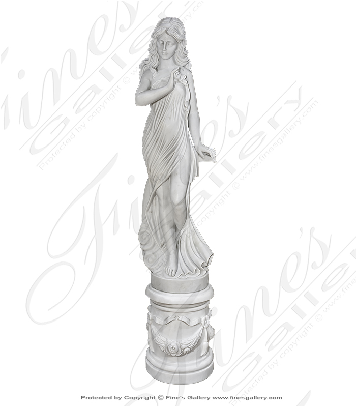 Marble Statues  - Beautiful Garden Nymph In Pure White Statuary Marble - MS-1303