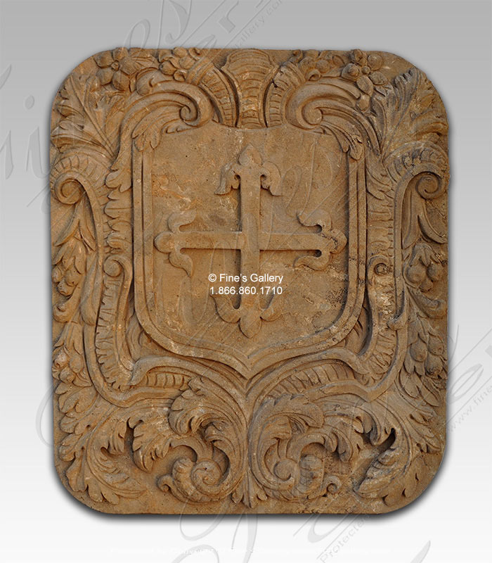 Marble Statues  - Antiqued Marble Coat Of Arms Wall Relief - MS-1319