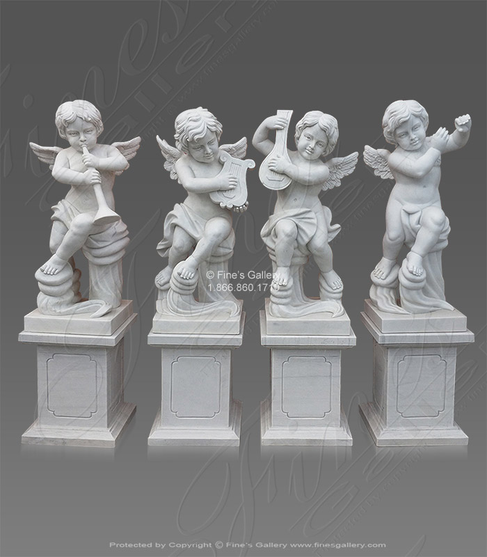 Marble Statues  - Marble Cherubs Statue Set - MS-1330