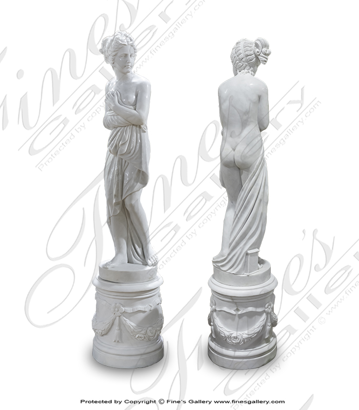Marble Statues  - Pure White Statuary Marble Paolina Statue W Optional Pedestal - MS-1332