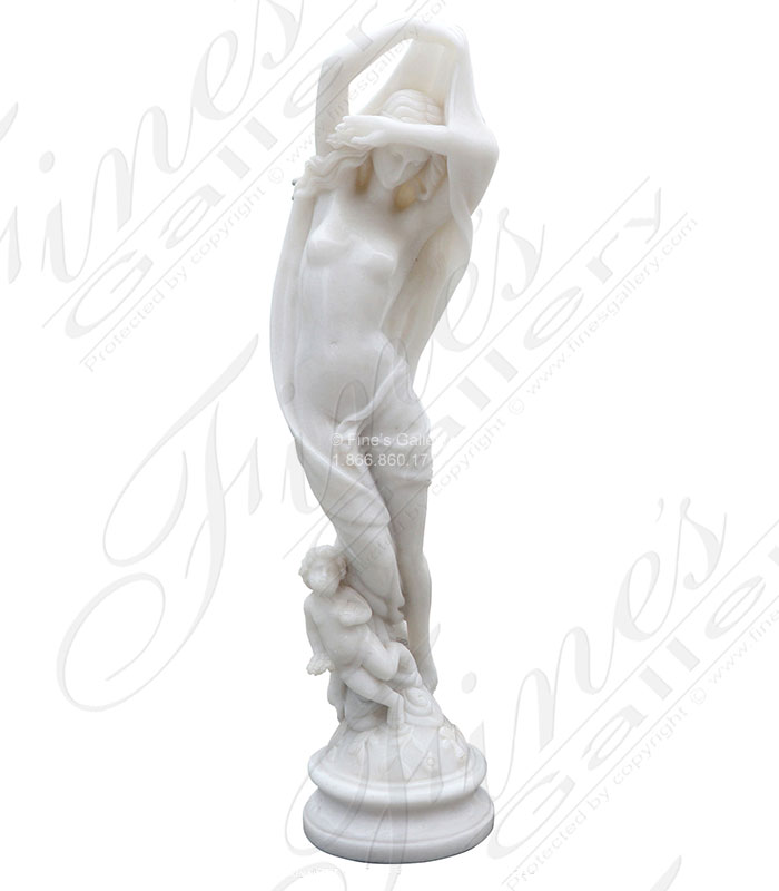 Marble Statues  - A Stunning Antique Reproduction Statue In Solid Pure White Marble - MS-1344
