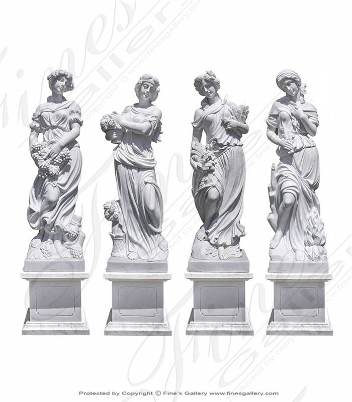 Four Seasons Statue Set in Statuary White Marble