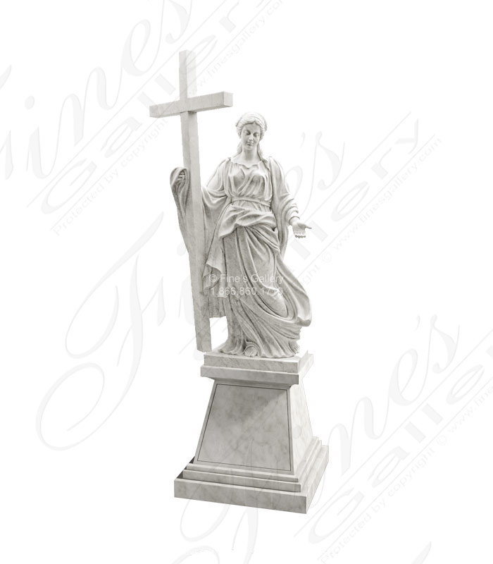 Marble Woman with Cross Statue