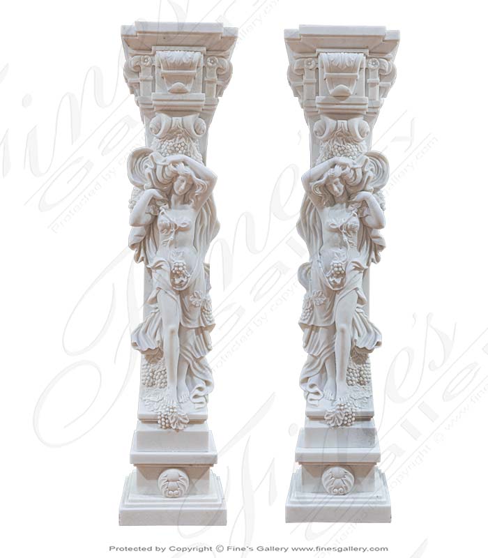 Marble Statues  - A Stunning Antique Reproduction Statue In Solid Pure White Marble - MS-1344