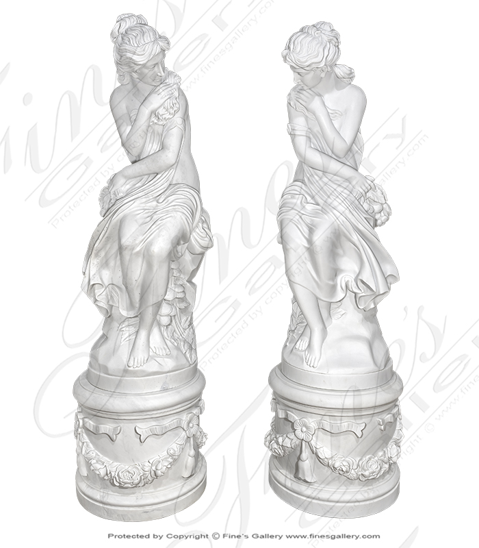 Search Result For Marble Statues  - A Stunning Antique Reproduction Statue In Solid Pure White Marble - MS-1344