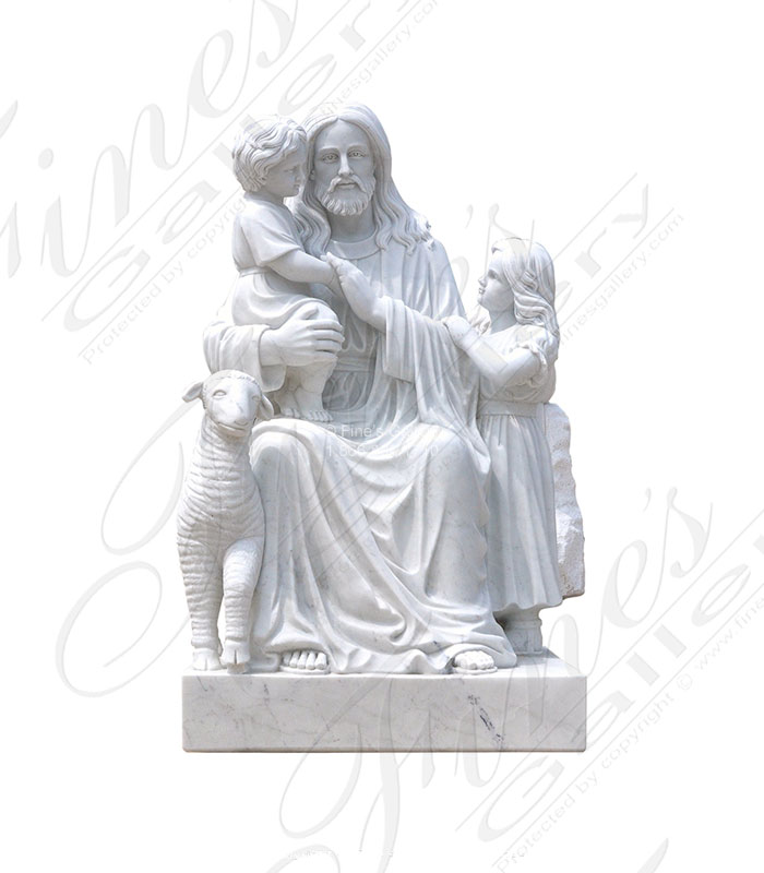 Marble Statues  - The Good Shepherd Statue In Marble - MS-1384