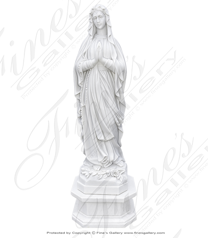Lady of Lourdes in Statuary White Marble