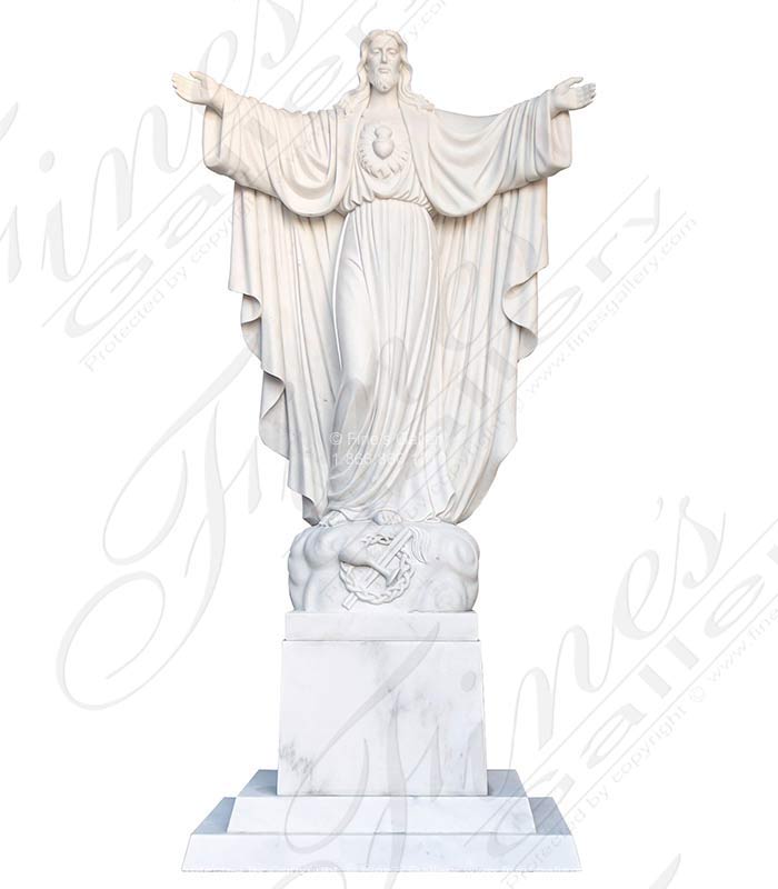 Marble Statues  - 10 Feet Tall Sacred Heart Of Jesus Statue! - MS-1389